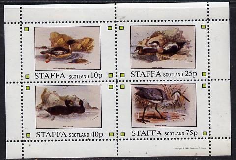 Staffa 1981 Water Birds #03 (Heron, etc) perf  set of 4 values (10p to 75p) unmounted mint, stamps on , stamps on  stamps on birds    heron