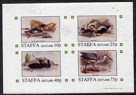 Staffa 1981 Water Birds #03 (Heron, etc) imperf  set of 4 values (10p to 75p) unmounted mint, stamps on , stamps on  stamps on birds    heron