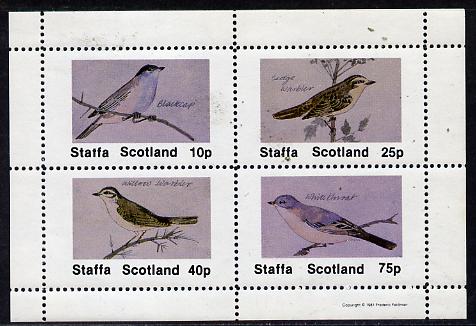 Staffa 1981 Birds #05 (Blackcap, Warbler, Whitethroat) perf  set of 4 values (10p to 75p) unmounted mint, stamps on , stamps on  stamps on birds