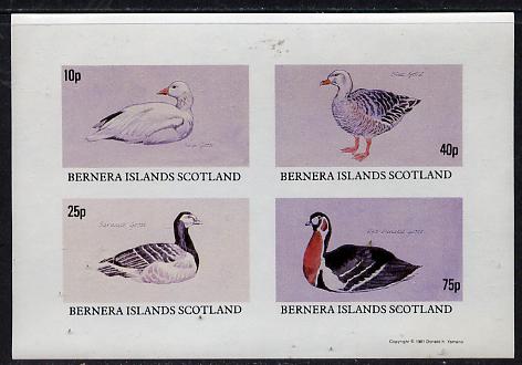 Bernera 1981 Geese imperf  set of 4 values (10p to 75p) unmounted mint , stamps on birds