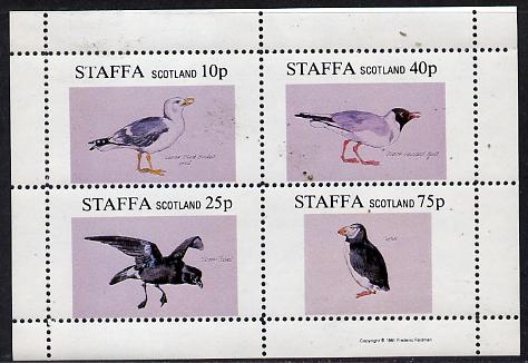 Staffa 1981 Sea Birds #02 (Gulls, Petrel & Puffin) perf  set of 4 values (10p to 75p) unmounted mint, stamps on birds