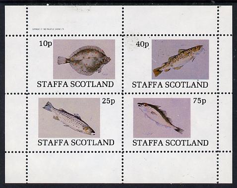 Staffa 1982 Fish #07 (Plaice, Cod, Haddock & Trout) perf  set of 4 values (10p to 75p) unmounted mint, stamps on fish     marine-life
