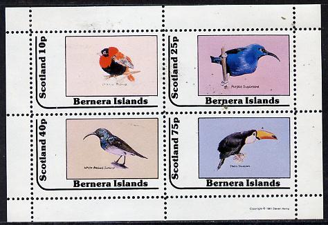 Bernera 1981 Birds #06 (Bishop, Sunbird, Sugarbird & Toucan) perf  set of 4 values (10p to 75p) unmounted mint, stamps on , stamps on  stamps on birds    bishop     sunbird     toucan    sugarbird