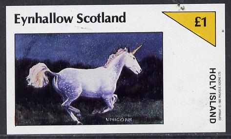 Eynhallow 1982 Mythology (Unicorn) imperf souvenir sheet (£1 value) unmounted mint, stamps on mythology, stamps on unicorn, stamps on ancient greece, stamps on unicorns