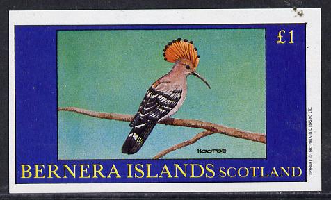 Bernera 1982 Hoopoe imperf souvenir sheet (£1 value) unmounted mint, stamps on birds    hoopoe