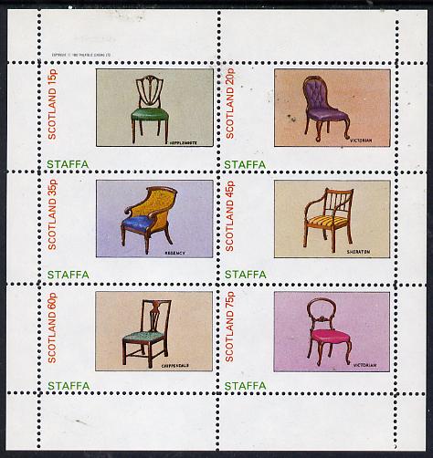 Staffa 1982 Antique Chairs perf set of 6 values (15p to 75p) unmounted mint, stamps on , stamps on  stamps on furniture      antiques