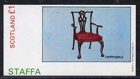 Staffa 1982 Antique Chairs (Chippendale) imperf souvenir sheet (£1 value) unmounted mint, stamps on furniture      antiques