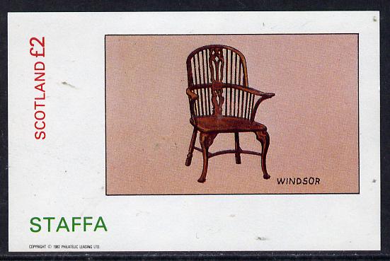 Staffa 1982 Antique Chairs (Windsor) imperf deluxe sheet (Â£2 value) unmounted mint, stamps on , stamps on  stamps on furniture      antiques