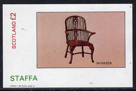 Staffa 1982 Antique Chairs (Windsor) imperf deluxe sheet (£2 value) unmounted mint, stamps on furniture      antiques