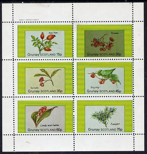Grunay 1982 Fruits perf set of 6 values (15p to 75p) unmounted mint, stamps on , stamps on  stamps on fruits