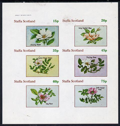 Staffa 1982 Roses #4 imperf set of 6 values (15p to 75p) unmounted mint, stamps on , stamps on  stamps on flowers    roses