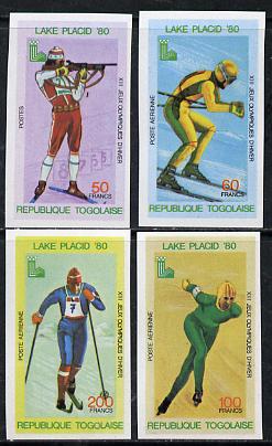 Togo 1980 Lake Placid Winter Olympics imperf set of 4 from limited printing unmounted mint, as SG 1418-21, stamps on , stamps on  stamps on sport    olympics      skiing    skating    cross-country