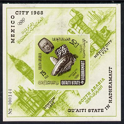 Aden - Quaiti 1966 Olympics imperf miniature sheet unmounted mint (Mi BL 2B), stamps on sport       olympics       london