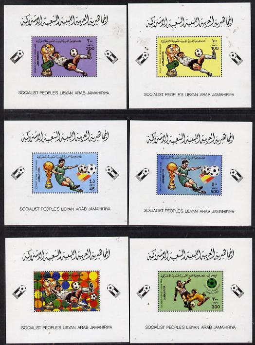 Libya 1982 Football World Cup set of 6 perforated deluxe miniature sheets unmounted mint and rarely offered, stamps on , stamps on  stamps on football  sport