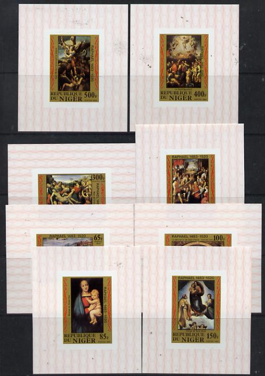 Niger Republic 1983 Birth Anniversary of Raphael set of 8 imperf m/sheets unmounted mint, stamps on arts     raphael, stamps on renaissance