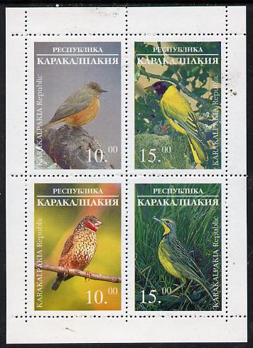 Karakalpakia Republic 1996 Birds #2 sheetlet containing 4 values , stamps on , stamps on  stamps on birds