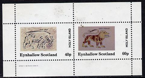 Eynhallow 1982 Medieval Art (Celtic Bull & Celtic Monster) perf set of 2 (40p & 60p) unmounted mint, stamps on , stamps on  stamps on arts     dinosaurs