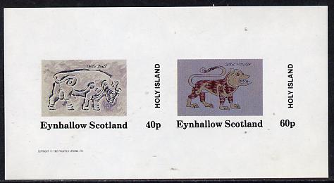 Eynhallow 1982 Medieval Art (Celtic Bull & Celtic Monster) imperf set of 2 (40p & 60p) unmounted mint, stamps on , stamps on  stamps on arts     dinosaurs