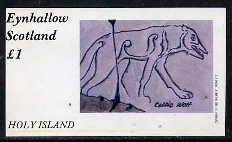 Eynhallow 1982 Medieval Art (Celtic Wolf) imperf souvenir sheet (£1 value) unmounted mint, stamps on arts     dinosaurs