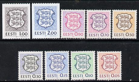 Estonia 1991 Arms def set of 9 values unmounted mint, SG 161-69, stamps on , stamps on  stamps on heraldry, stamps on  stamps on arms