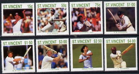 St Vincent 1988 Cricketers perf set of 8 unmounted mint SG 1144-51, stamps on , stamps on  stamps on cricket  sport