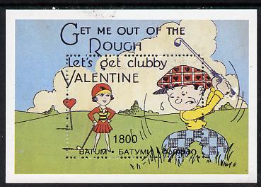 Batum 1997 Valentines Couple playing Golf perf s/sheet unmounted mint, stamps on , stamps on  stamps on golf    heart     cartoon