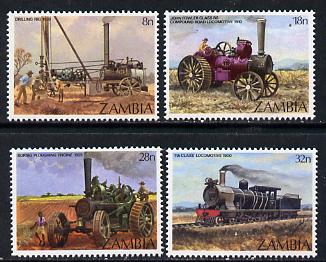 Zambia 1983 Early Steam Engines set of 4 unmounted mint, SG 375-78*, stamps on , stamps on  stamps on railways