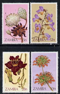 Zambia 1983 Wild Flowers perf set of 4 unmounted mint, SG 383-86*, stamps on , stamps on  stamps on flowers         orchids