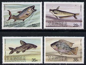 Zambia 1983 Fish perf set of 4 unmounted mint, SG 392-95*, stamps on , stamps on  stamps on fish     marine-life