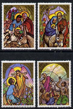 Zambia 1983 Christmas set of 4, SG 396-99 unmounted mint*, stamps on , stamps on  stamps on christmas, stamps on stained glass, stamps on donkeys