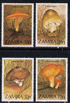 Zambia 1984 Fungi complete set of 4 unmounted mint, SG 420-23*, stamps on , stamps on  stamps on fungi