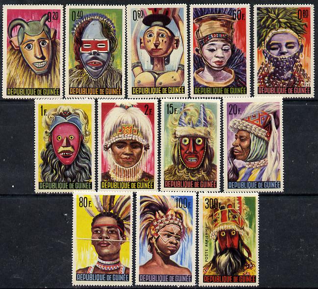 Guinea - Conakry 1965 Native Masks & Dancers unmounted mint set of 12, SG 472-83*, stamps on , stamps on  stamps on costumes    dancing    masks