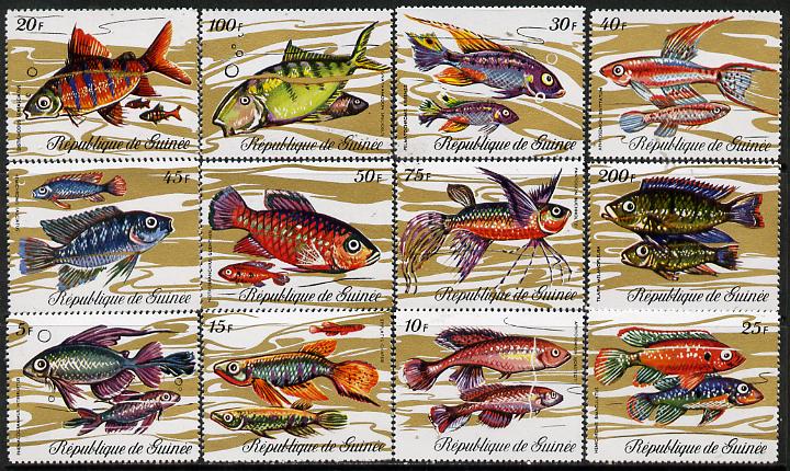 Guinea - Conakry 1971 Fish perf set of 12 unmounted mint SG 729-40*, stamps on , stamps on  stamps on fish