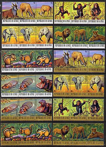 Guinea - Conakry 1977 Endangered Animals perf set of 36 unmounted mint, SG 948-83, stamps on , stamps on  stamps on animals    elephant    cats    hippo    squirrel    apes