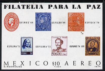 Mexico 1974 'Exfilmex 74' Stamp Exhibition imperf m/sheet, SG MS 1317 unmounted mint, stamps on stamp on stamp, stamps on stamp exhibitions, stamps on stamponstamp