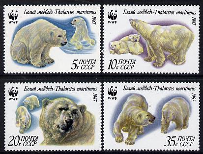 Russia 1987 WWF Polar Bears set of 4 unmounted mint, SG 5742-45, Mi 5694-97*, stamps on , stamps on  stamps on animals, stamps on  stamps on bears, stamps on  stamps on polar, stamps on  stamps on  wwf , stamps on  stamps on 