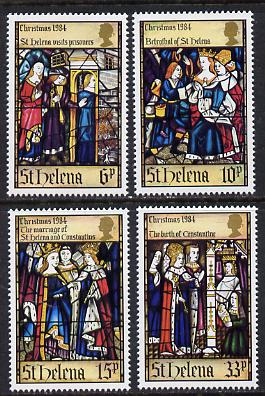 St Helena 1984 Christmas set of 4 unmounted mint, SG 450-53, stamps on christmas, stamps on stained glass