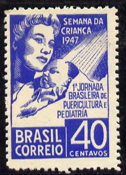 Brazil 1947 Childrens Week unmounted mint, SG 747*, stamps on children