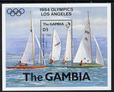 Gambia 1984 Olympic Games m/sheet (Yachting) unmounted mint SG MS 533, stamps on , stamps on  stamps on olympics    ships     sport    yachting    sailing