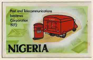 Nigeria 1972 Posts & Telecommunications Corporation - original hand-painted artwork for undenominated value (showing Post Van & Pillar Box) by Austin Ogo Onwudimegwu on c..., stamps on postal, stamps on postbox