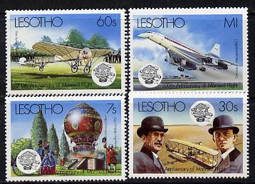 Lesotho 1983 Manned Flight set of 4 unmounted mint SG 545-48, stamps on , stamps on  stamps on aviation    balloons      concorde