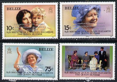 Belize 1985 Commonwealth Summit Conference opt set of 4 unmounted mint SG 852-5, stamps on , stamps on  stamps on constitutions, stamps on  stamps on queen mother, stamps on  stamps on royalty