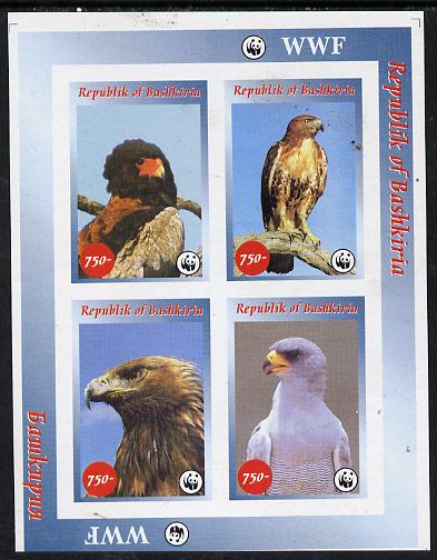 Bashkortostan 1996 WWF imperf sheetlet containing complete set of 4 Birds of Prey unmounted mint, stamps on wwf       birds     birds of prey, stamps on  wwf , stamps on 