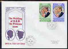 Montserrat 1973 Royal Wedding set of 2 on illustrated cover with first day cancel, stamps on royalty, stamps on anne, stamps on mark