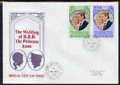 Montserrat 1973 Royal Wedding set of 2 on illustrated cover with first day cancel, stamps on royalty, stamps on anne, stamps on mark