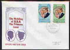 Gibraltar 1973 Royal Wedding set of 2 on illustrated cover with first day cancel, stamps on royalty    anne & mark