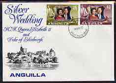 Anguilla 1972 Royal Silver Wedding set of 2 on illustrated cover with first day cancel, stamps on , stamps on  stamps on royalty, stamps on silver wedding     