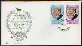 Anguilla 1973 Royal Wedding set of 2 on illustrated cover with first day cancel, stamps on royalty, stamps on anne, stamps on mark