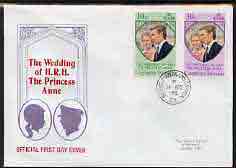 Cayman Islands 1973 Royal Wedding set of 2 on illustrated cover with first day cancel, stamps on , stamps on  stamps on royalty    anne & mark