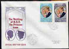 Turks & Caicos Islands 1973 Royal Wedding perf set of 2 on illustrated cover with first day cancel, stamps on , stamps on  stamps on royalty    anne & mark